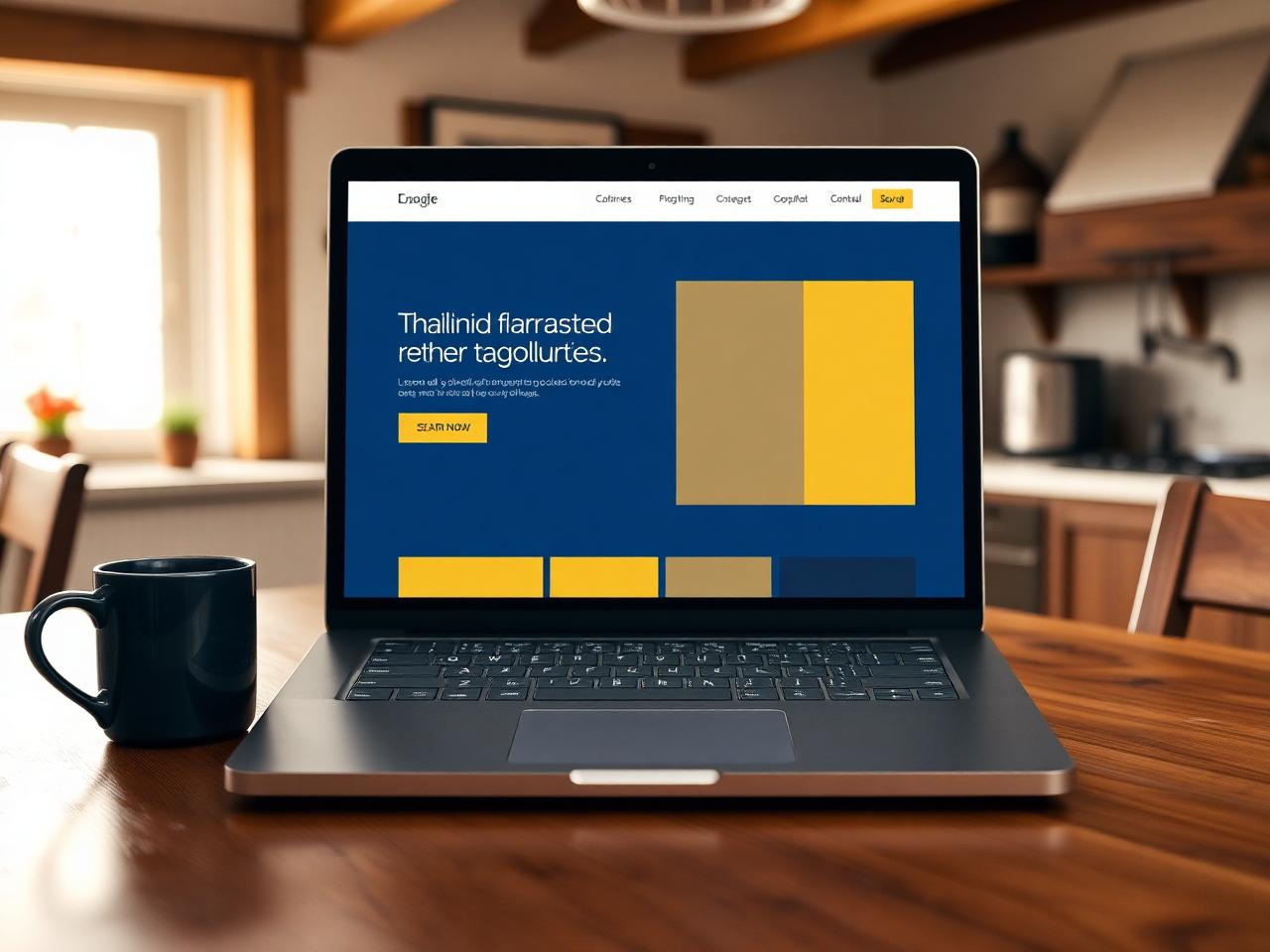 A simple small business website on a laptop at a farmhouse kitchen table